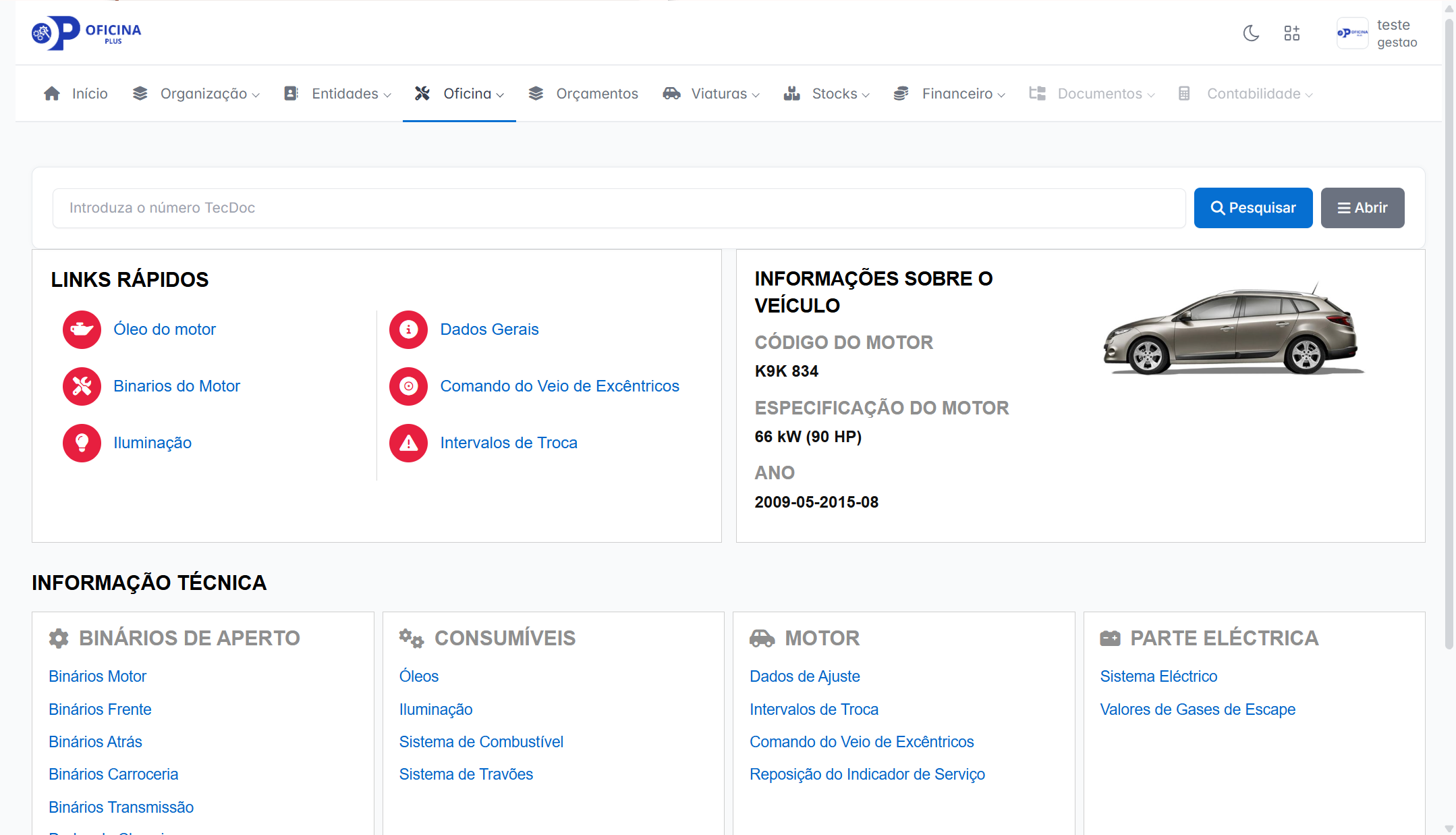 Dados técnicos para oficinas